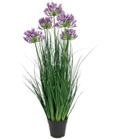 Kunstigt græs lilla Agapanthus løggræspotte 90 cm brandhæmmende