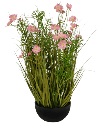 Kunstigt græs pink Gesang Flower løggræspotte 56 cm brandhæmmende