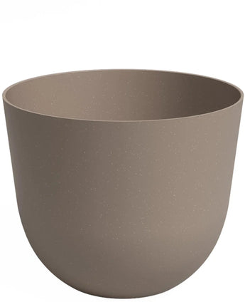 Plantekaret Havanna Ø20cm x H17cm er en almindelig, rund, lysebrun urtepotte med en glat mat finish og uden synlige dekorationer, vist mod en hvid baggrund.