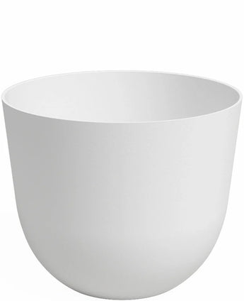 Plantekaret Havanna Ø20cm x H17cm er en almindelig, hvid, rund urtepotte med glatte, let tilspidsede sider og en bred åbning, afbilledet mod en hvid baggrund.