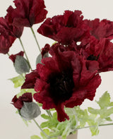 Zijden kunstbloemen boeket Poppy Bordeaux