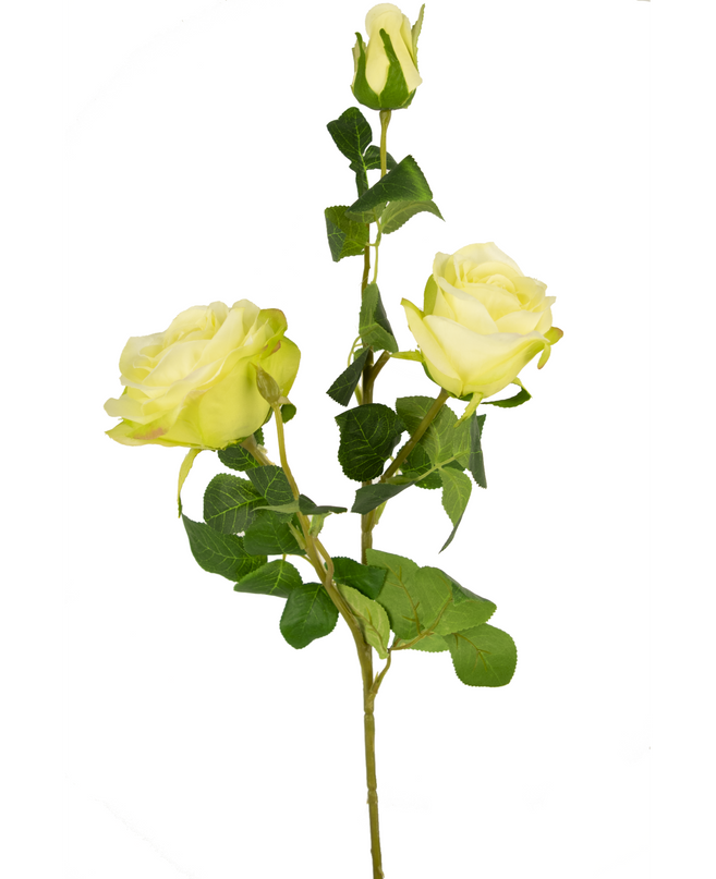 Kunstig rose Neo deluxe 68 cm hvid/grøn