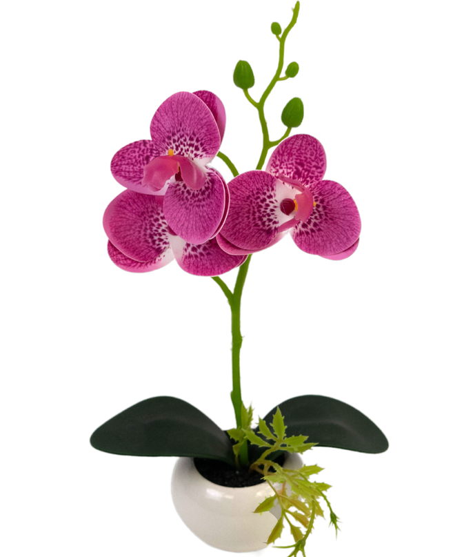 Kunstig orkidé 28 cm lyserød i potte