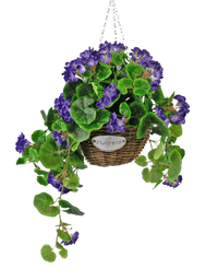 Kunstig begonia lilla i kurv UV 70cm