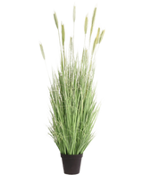 Artificial Gras Plant Green 180 cm brandhæmmende middel har lange, slanke grønne blade og hvedelignende ører i en sort potte - ideel til stilfuld indretning og ekstra sikkerhed.