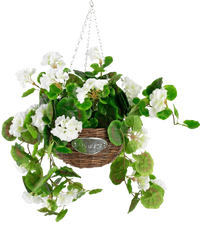 Kunstig begonia hvid i kurv UV 70cm