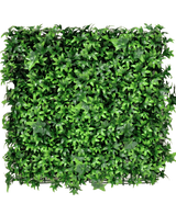 Artificial Hedge Ivy 50x50 cm UV er et firkantet panel tæt dækket med levende grønne kunstige vedbendblade, som giver et frodigt, naturligt look mod enhver almindelig baggrund.
